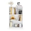 Pemberly Row Contemporary Wood 3-Tier Adjustable Shelf Bookcase in White