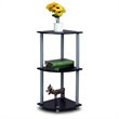 Pemberly Row Turn-N-Tube Wood 3-Tier Corner Display Rack in Black/Gray