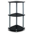 Pemberly Row Turn-N-Tube Wood 3-Tier Corner Display Rack in Black/Gray