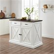 Pemberly Row Modern Wood Kitchen Island in Distressed White/Brown