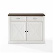 Pemberly Row Modern Wood Kitchen Island in Distressed White/Brown
