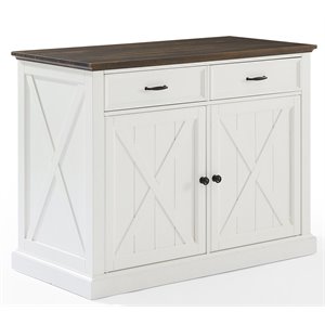 Pemberly Row Modern Wood Kitchen Island in Distressed White/Brown