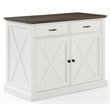 Pemberly Row Modern Wood Kitchen Island in Distressed White/Brown