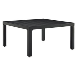 Pemberly Row Modern Metal Outdoor Sectional Coffee Table in Black