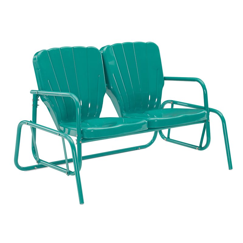 Pemberley Row Steel Turquoise Loveseat Glider Rectangular UV Resistant 47.5