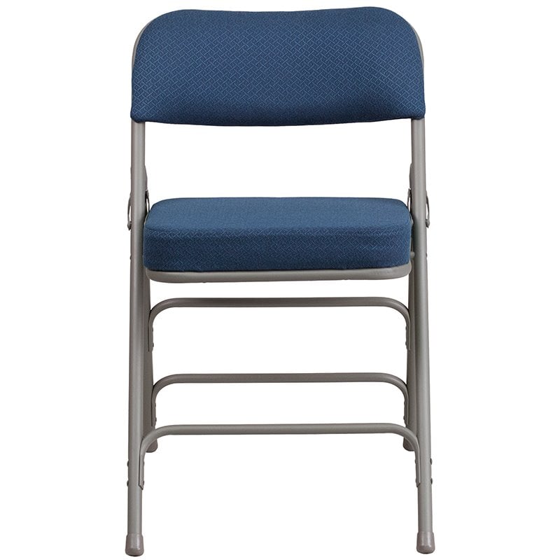 Pemberly Row Double Hinged Metal Folding Chair in Navy (Set of 2)
