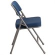 Pemberly Row Double Hinged Metal Folding Chair in Navy (Set of 2)