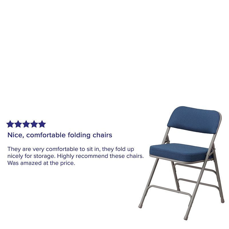 Pemberly Row Double Hinged Metal Folding Chair in Navy (Set of 2)