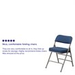 Pemberly Row Double Hinged Metal Folding Chair in Navy (Set of 2)