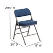 Pemberly Row Double Hinged Metal Folding Chair in Navy (Set of 2)