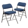 Pemberly Row Double Hinged Metal Folding Chair in Navy (Set of 2)