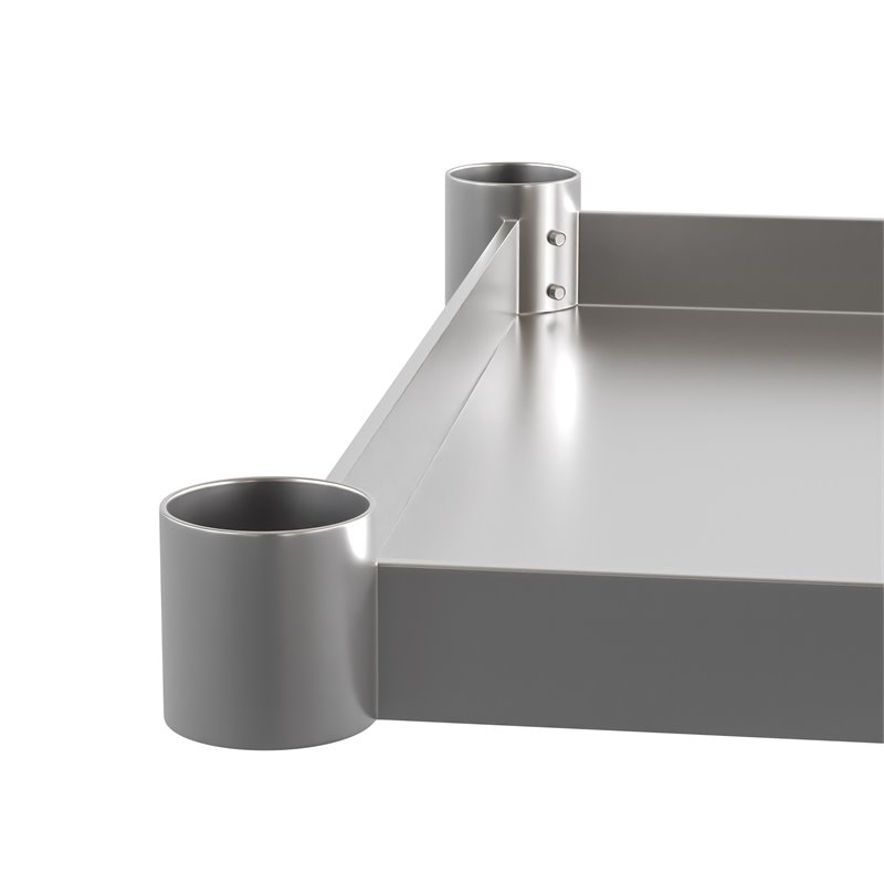 Pemberly Row Metal Galvanized Work Table Shelf for 24 x 48 Table in Gray