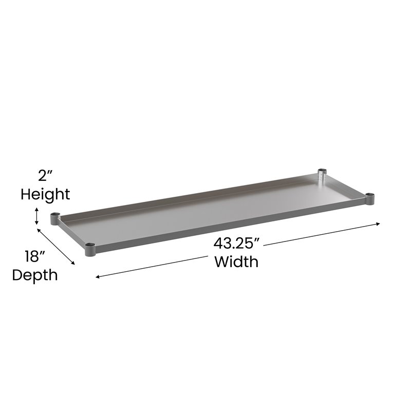 Pemberly Row Metal Galvanized Work Table Shelf for 24 x 48 Table in Gray