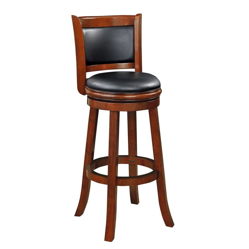 Pemberly Row Contemporary Wood Extra Tall Swivel Bar Stool in Cherry