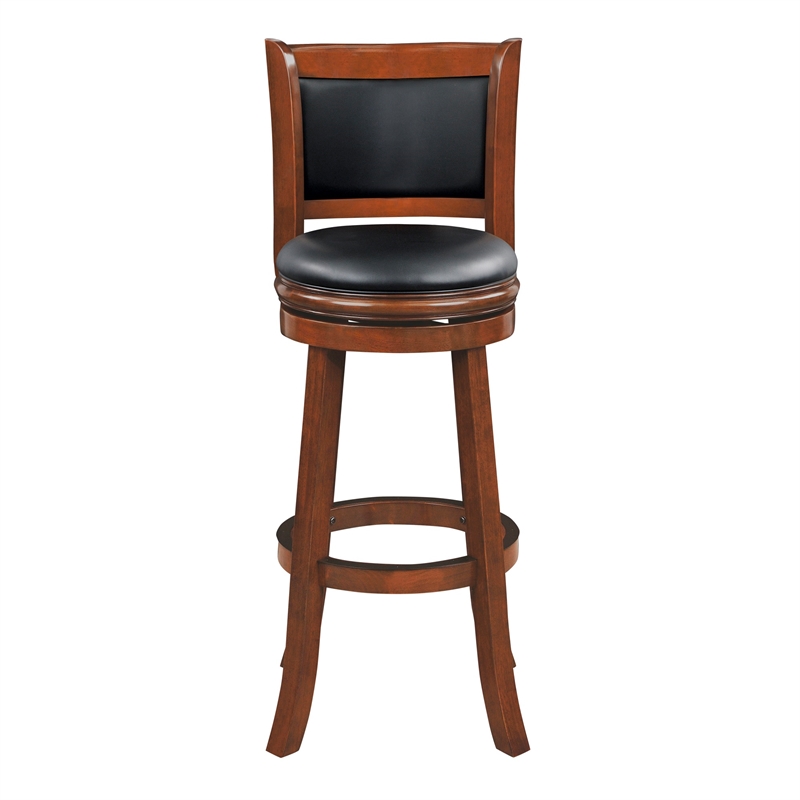 Pemberly Row Contemporary Wood Extra Tall Swivel Bar Stool in Cherry