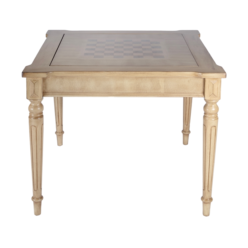 Pemberly Row Contemporary Antique Beige Multi-Game Card Table