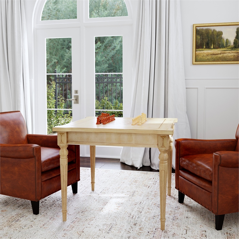 Pemberly Row Contemporary Antique Beige Multi-Game Card Table