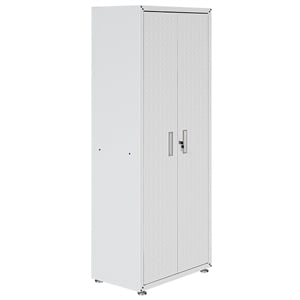Pemberly Row Contemporary Tall Wood Garage Cabinet in White Finish