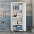 Pemberly Row Contemporary Tall Wood Garage Cabinet in White Finish
