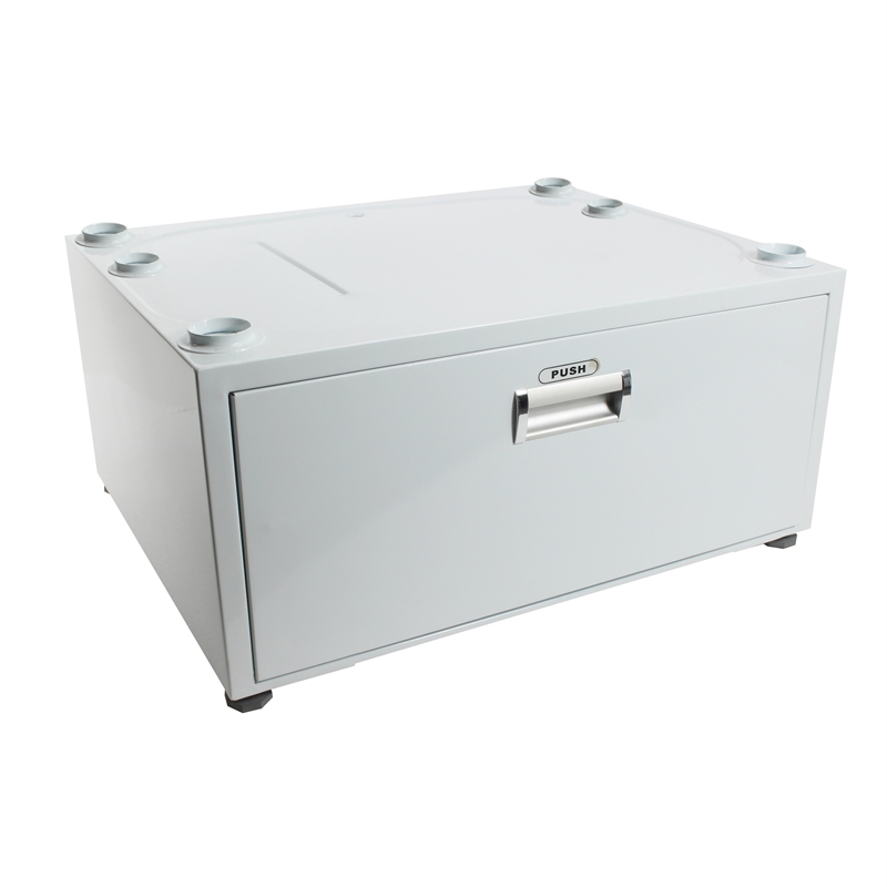 Pemberly Row Contemporary Laundry Pedestal with Drawer in White