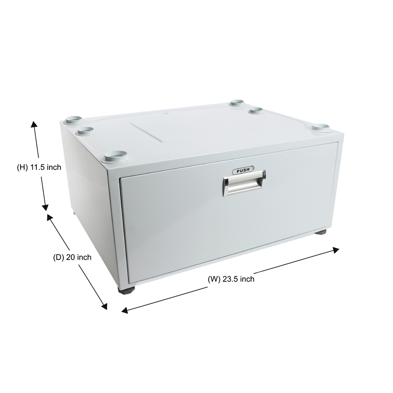 Pemberly Row Contemporary Laundry Pedestal with Drawer in White
