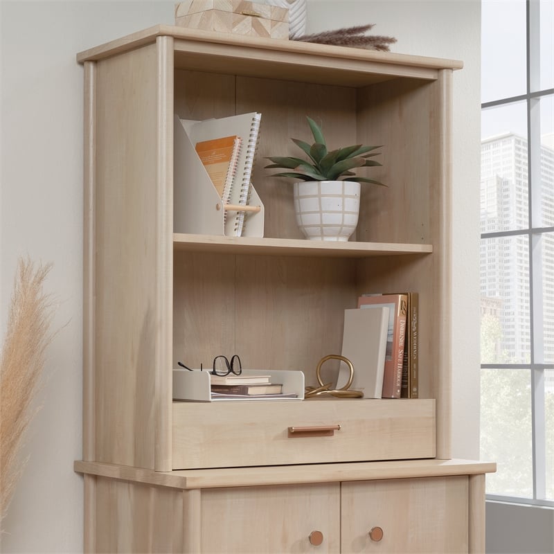 Pemberly Row Transitional Engineered Wood Library Hutch in Maple