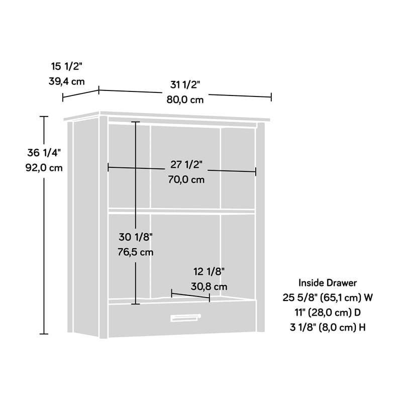 Pemberly Row Transitional Engineered Wood Library Hutch in Maple