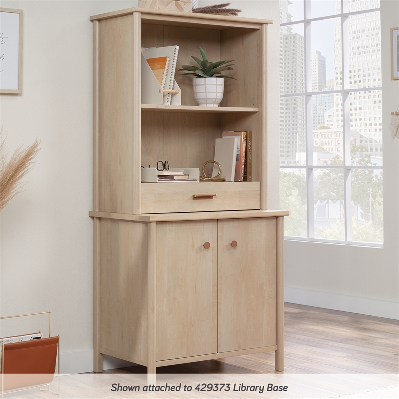 Pemberly Row Transitional Engineered Wood Library Hutch in Maple