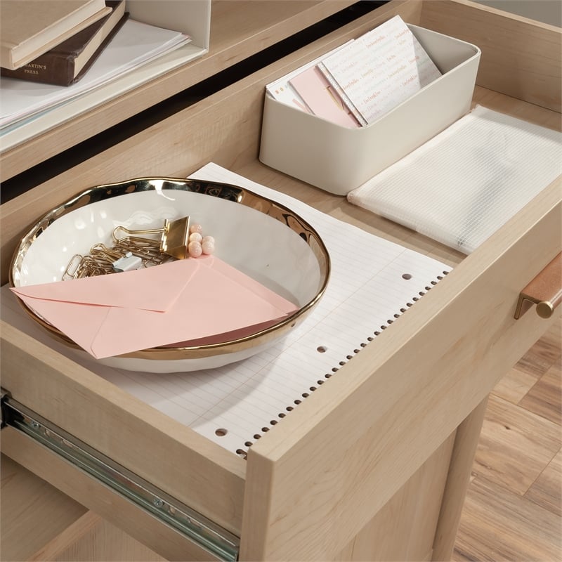 Pemberly Row Transitional Engineered Wood Library Hutch in Maple