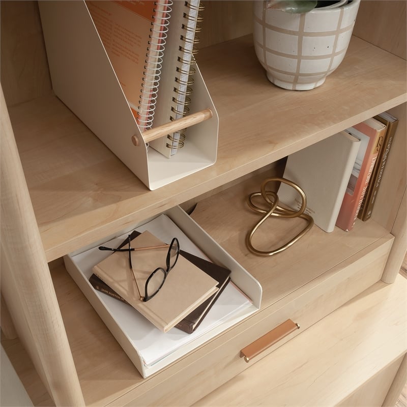 Pemberly Row Transitional Engineered Wood Library Hutch in Maple