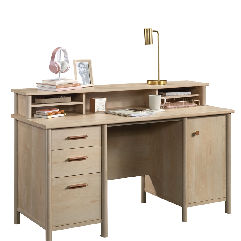 Pemberly Row Engineered Wood Organizer Hutch in Natural Maple Finish