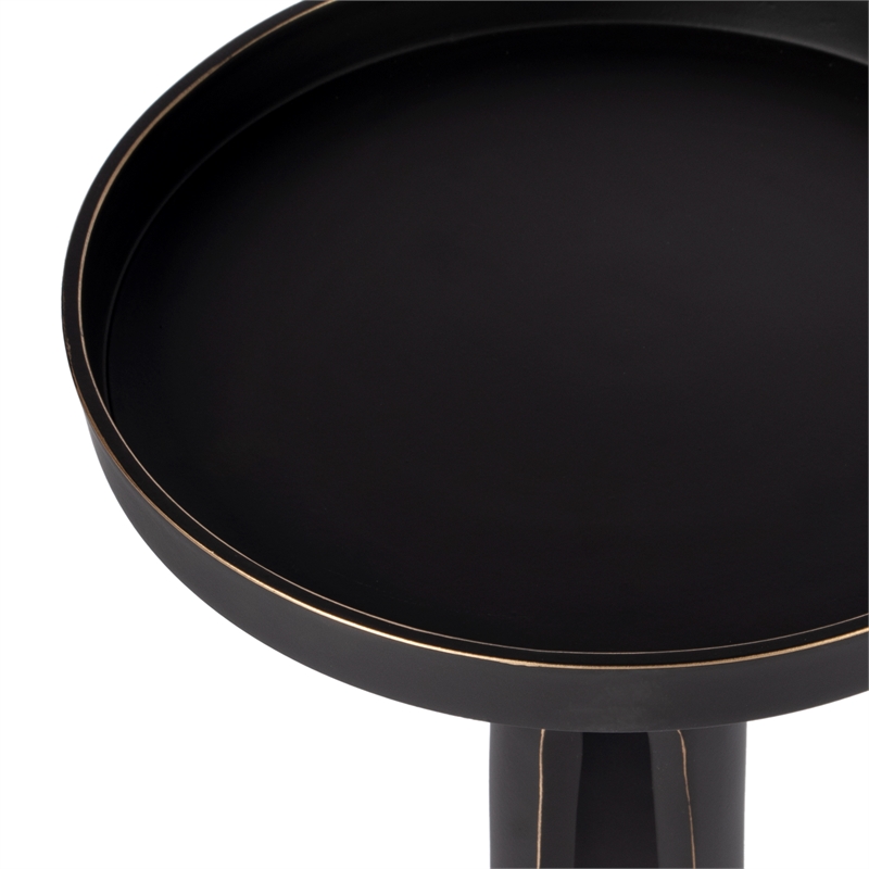 Pemberly Row Contemporary Metal Large Pedestal Side Table in Black
