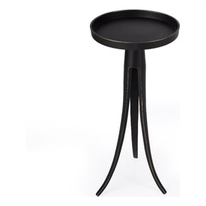 Pemberly Row Contemporary Metal Large Pedestal Side Table in Black