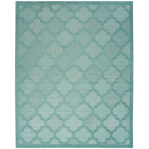 Pemberly Row Easy Care 9' x 12' Aqua/Teal Indoor/Outdoor Fabric Rug