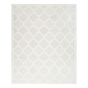 Pemberly Row Easy Care 9' x 12' Ivory/White Fabric Modern Area Rug