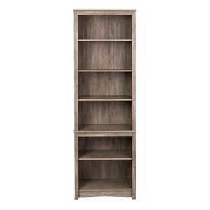 Pemberly Row Contemporary Drifted Gray Engineered Wood 6-Shelf Bookcase