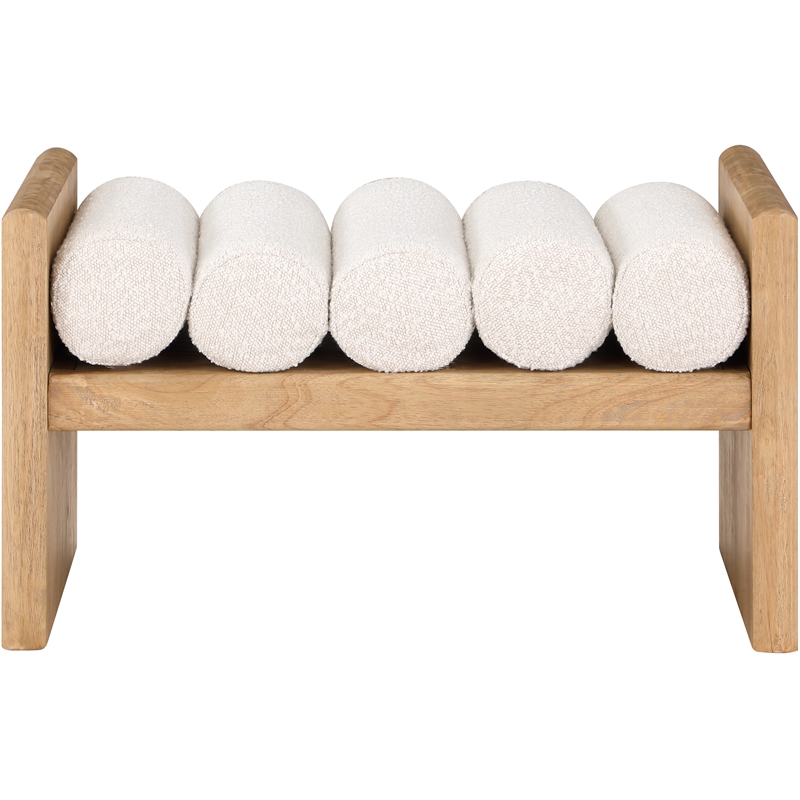 Pemberly Row Contemporary Solid Wood Rich Cream Finish Bench