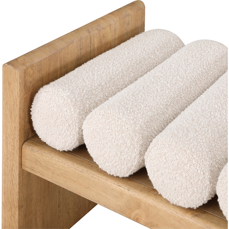 Pemberly Row Contemporary Solid Wood Rich Cream Finish Bench