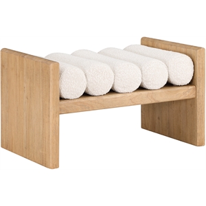 Pemberly Row Contemporary Solid Wood Rich Cream Finish Bench