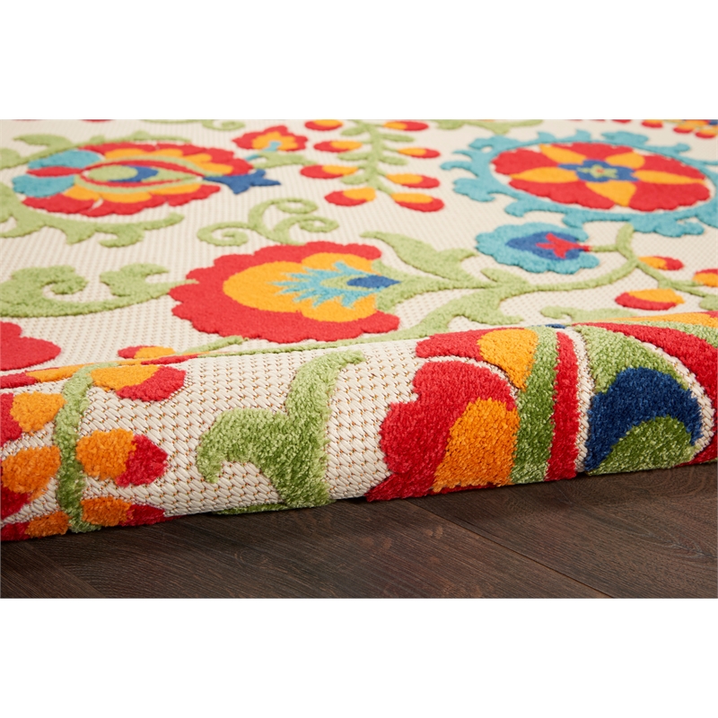 Pemberly Row Contemporary 2' x 6' Multicolor Outdoor Indoor/Outdoor Rug