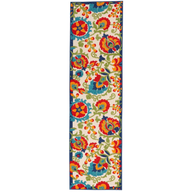 Pemberly Row Contemporary 2' x 6' Multicolor Outdoor Indoor/Outdoor Rug