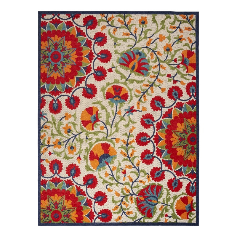 Pemberly Row 10' x 14' Red/Multi Outdoor Indoor/Outdoor Rug Polypropylene