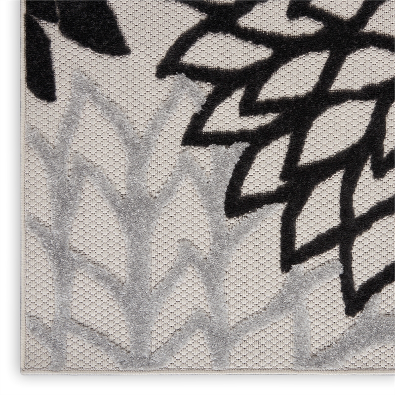 Pemberly Row 12' x 15' Black White Fabric Tropical Area Rug (12' x 15')