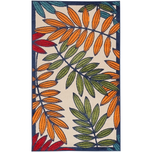 Pemberly Row 3' x 5' Multicolor Fabric Tropical Area Rug (3' x 5')