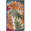 Pemberly Row 3' x 5' Multicolor Fabric Tropical Area Rug (3' x 5')