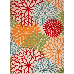 Pemberly Row 108&quot x 144&quot Fabric Indoor/Outdoor Rug in Green/Multi-Color