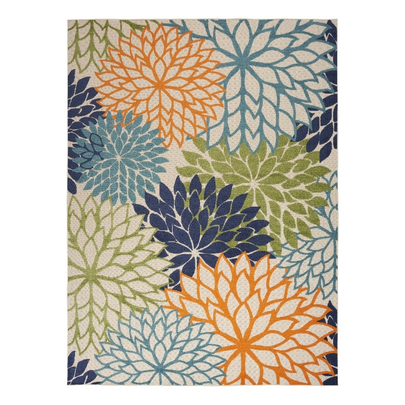 Pemberly Row 9' x 12' Fabric Indoor/Outdoor Rug in Multi-Color