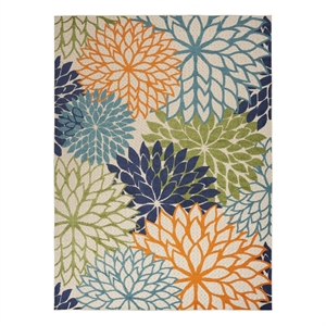 Pemberly Row 9' x 12' Fabric Indoor/Outdoor Rug in Multi-Color