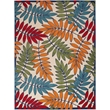 Pemberly Row Contemporary 9' x 12' Multicolor Fabric Tropical Area Rug