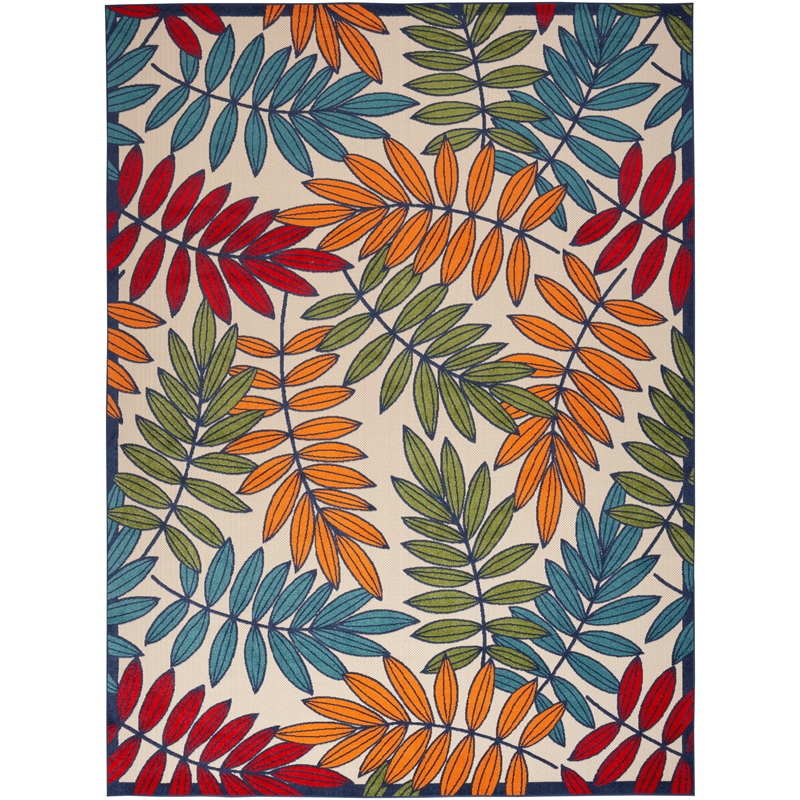 Pemberly Row Contemporary 9' x 12' Multicolor Fabric Tropical Area Rug